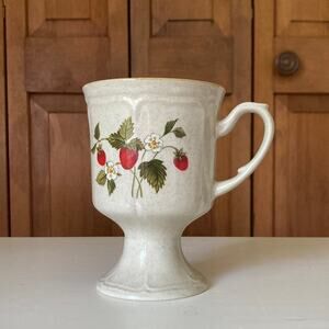 Vintage Stoneware Pedestal “Strawberry” Mug